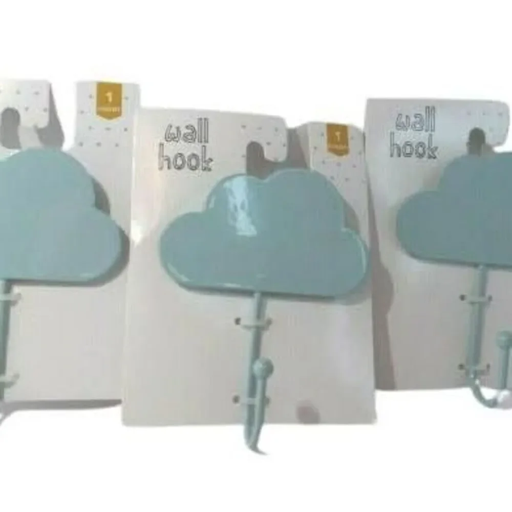 3-Pack Cloud Wall Hooks – Light Blue – New in Package